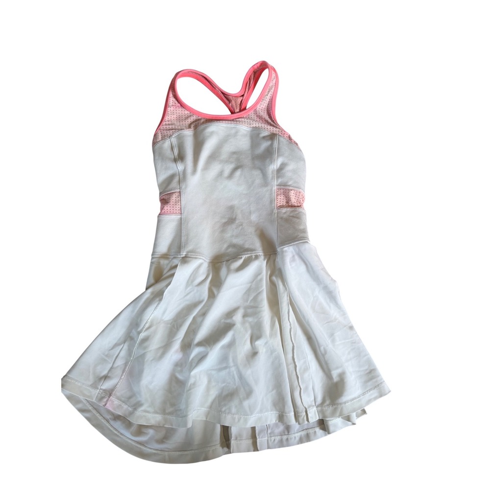 Ivivva by lululemon white tennis dress youth prep sleeveless hot pink straps